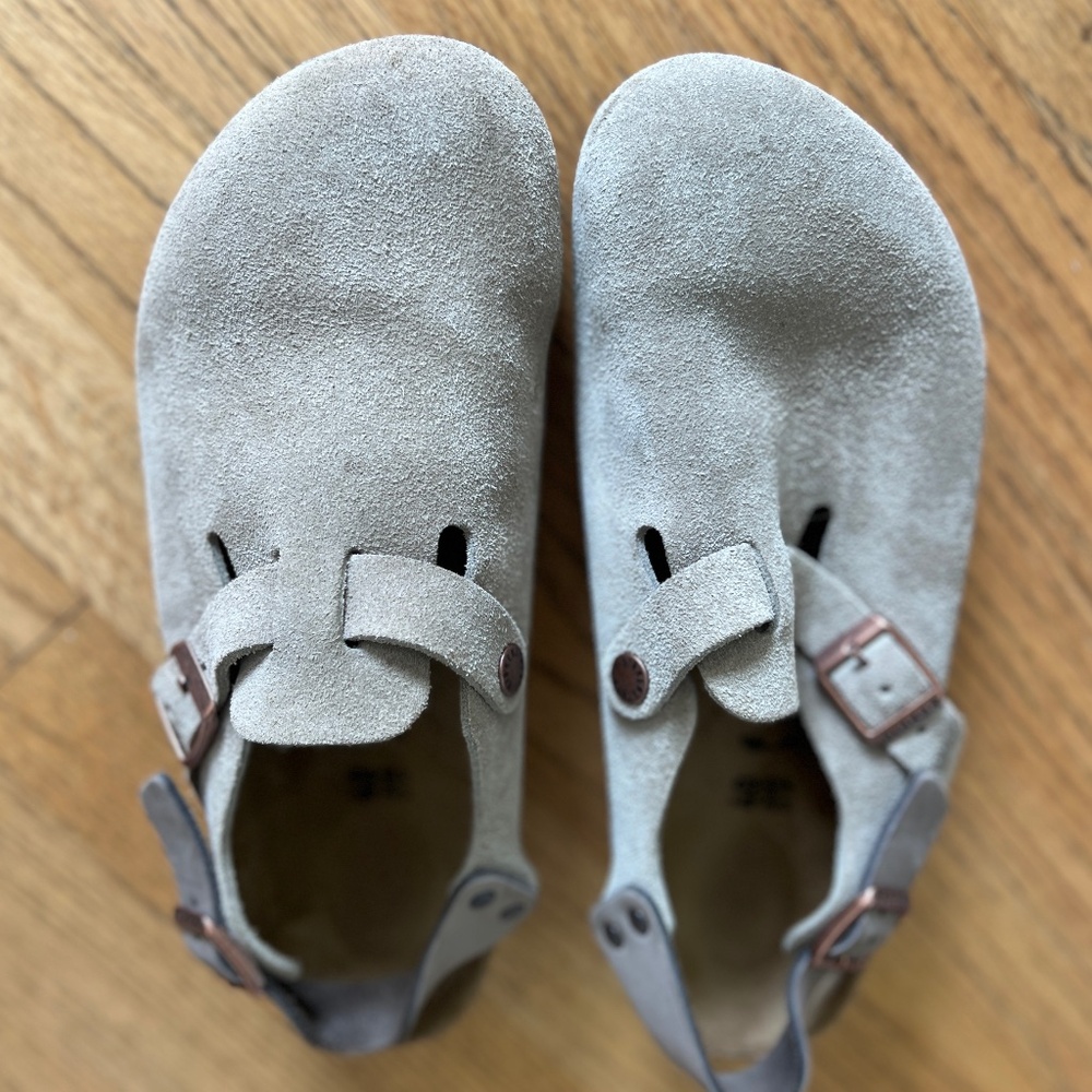 Birkenstock Taupe Suede Tokio Clogs with Strap Size 40 / 9